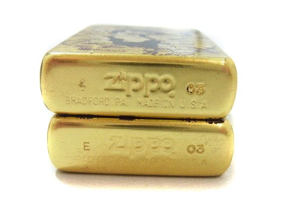 ZIPPO/ジッポー 純金箔張り/本箔仕上/風神雷神 金/2点セット】買取り